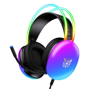 Spēļu austiņas ONIKUMA X25 ar mikrofonu un LED apgaismojumu, melnas