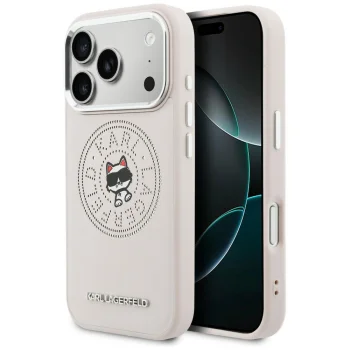 Karl Lagerfeld Point & Choupette Sketch MagSafe vāciņš iPhone 17 Pro Max, Rozā