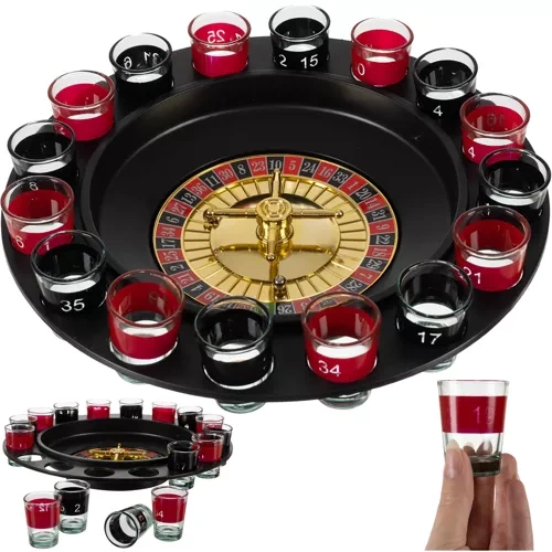 Galda spēle pieaugušajiem "Alko rulete", 16 šoti | Alcohol Roulette Shot Glass Drinking Game Set