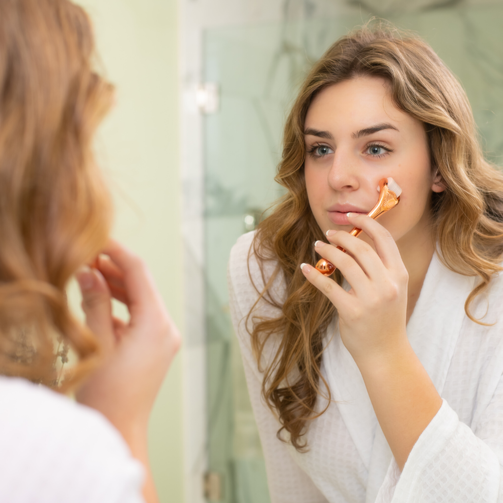 Activeshop Derma Roller mezoterapijai, Rose Gold, 1.0 mm, 192 titāna adatas