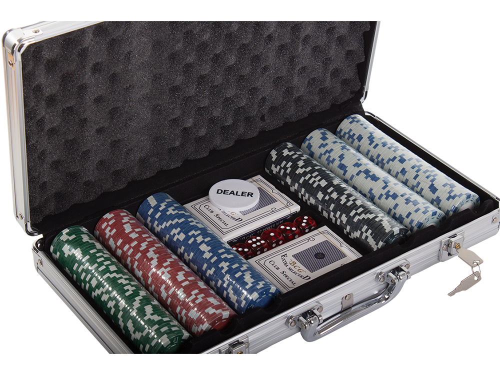 Pokera komplekts ar 300 žetoniem (bez nomināla) alumīnija koferī | Poker Texas Hold’em Game Set