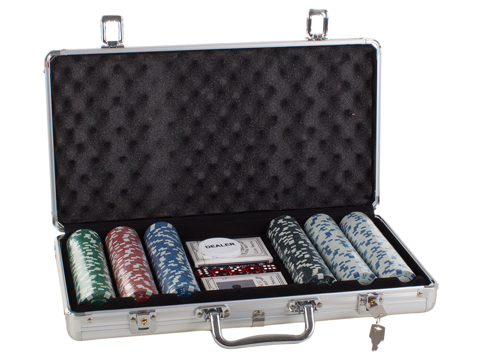 Pokera komplekts ar 300 žetoniem (bez nomināla) alumīnija koferī | Poker Texas Hold’em Game Set