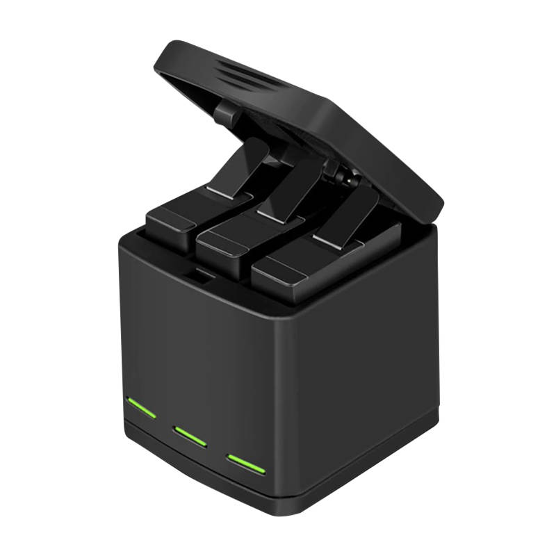 Telesin 3 kanālu lādētājs GoPro Hero 5/6/7/8 + 2 akumulatori, Melns (GP-BNC-801)
