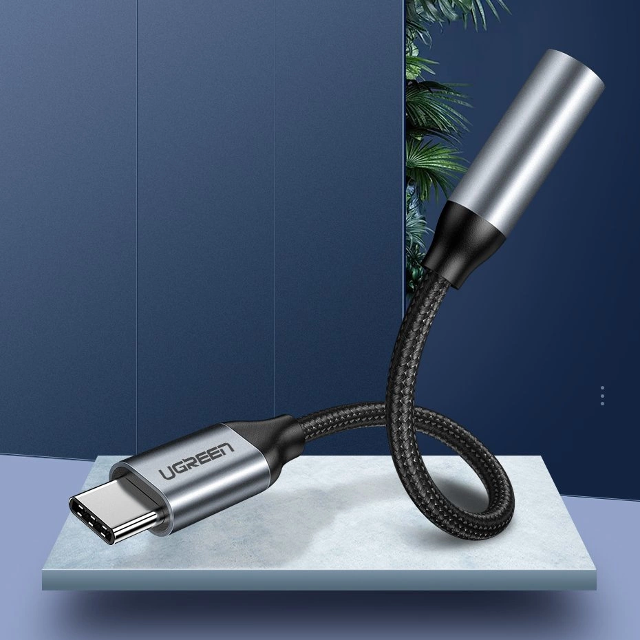 UGREEN USB-C uz 3.5 mm AUX MiniJack Adapteris Kabelis Vads, Melns | USB-C to 3.5 mm Female Adapter