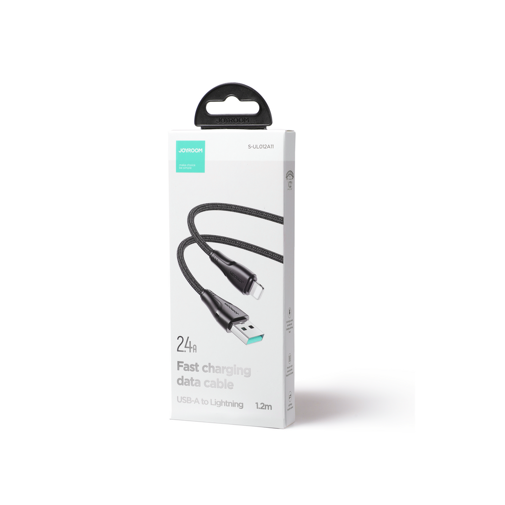 Joyroom Surpass Series A11 USB-A / Lightning kabelis 2.4A 1.2m, melns