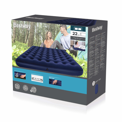 Bestway 67004 divvietīgs piepūšamais matracis 203x183x22 cm, tumši zils