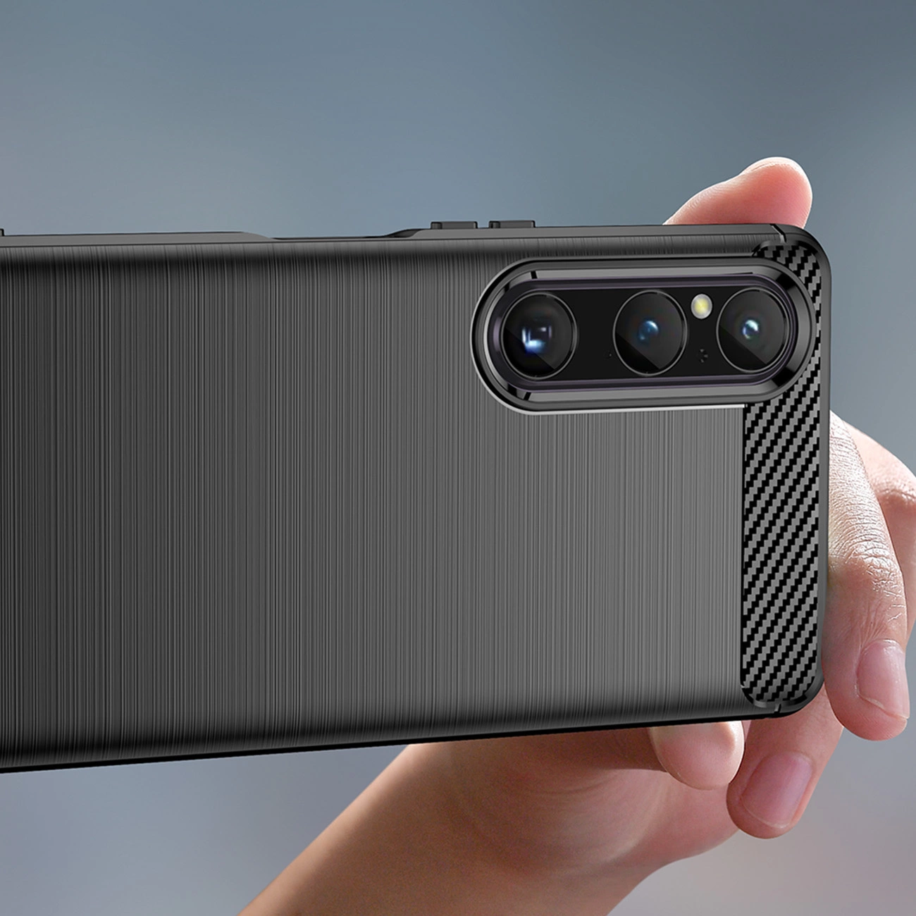 Sony Xperia 1 V Carbon Flexible Cover TPU Case, Black | Telefona Maciņš Vāciņš Apvalks Bampers