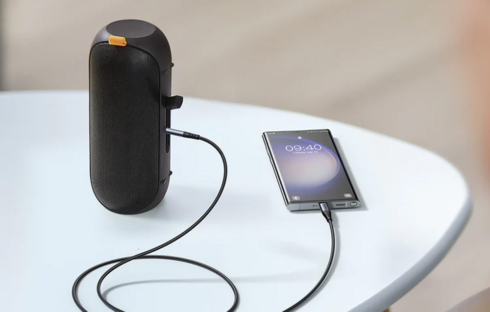 Joyroom SY-A07 Audio Cable USB Type C to Mini Jack AUX 3,5mm, 1.2m, Black | Audio Vads Pāreja Pārveidotājs Kabelis