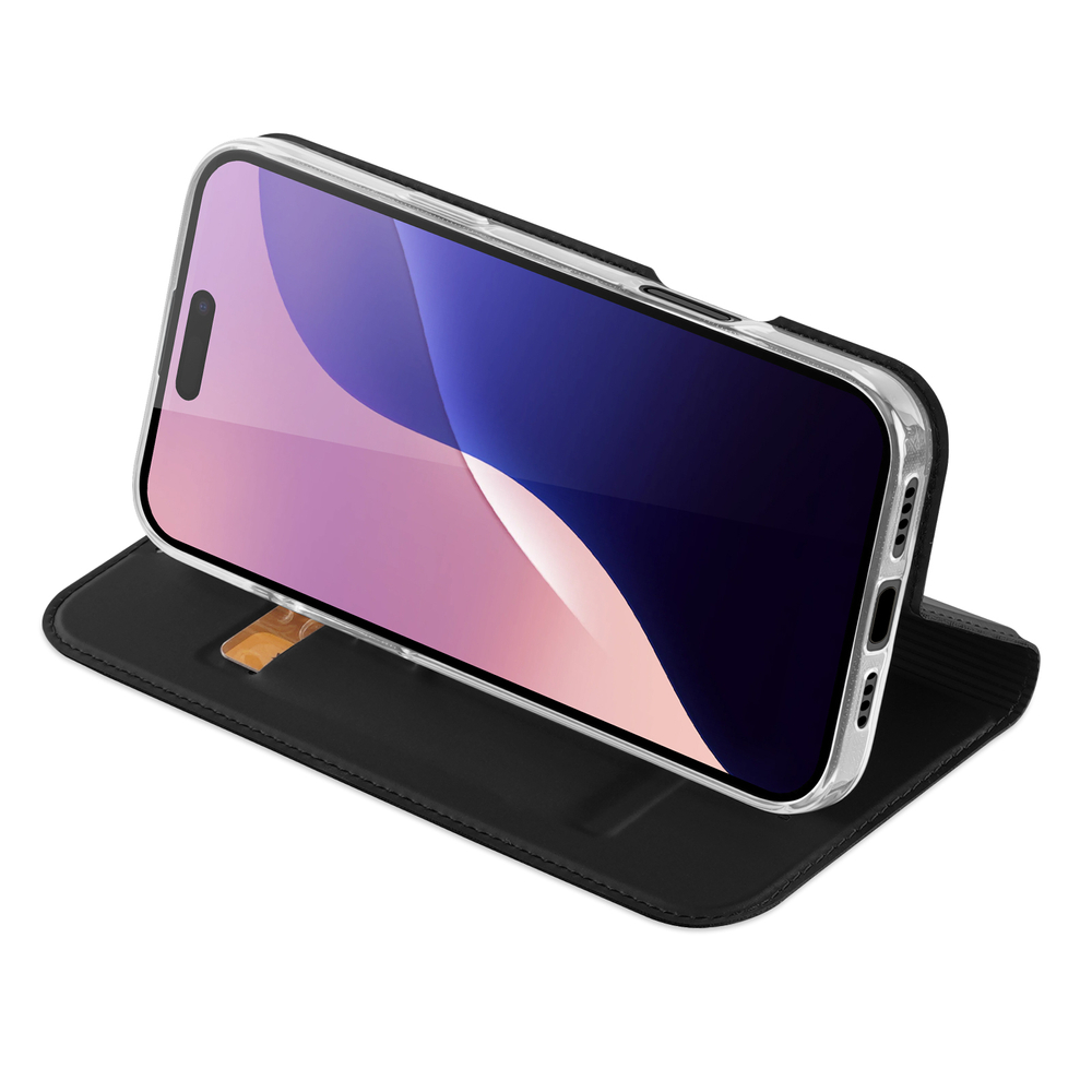 Dux Ducis iPhone 16 Pro Max atverams vāciņš maciņš grāmatiņa Skin Pro, melns