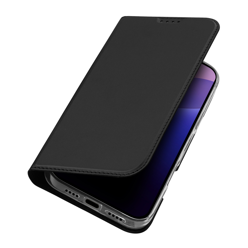 Dux Ducis iPhone 16 Pro atverams vāciņš maciņš grāmatiņa Skin Pro, melns
