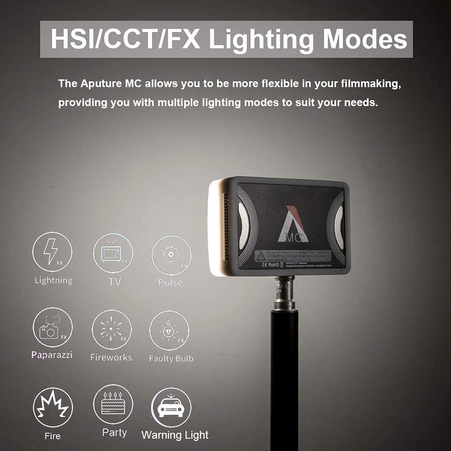 Aputure MC RGBWW LED video gaisma