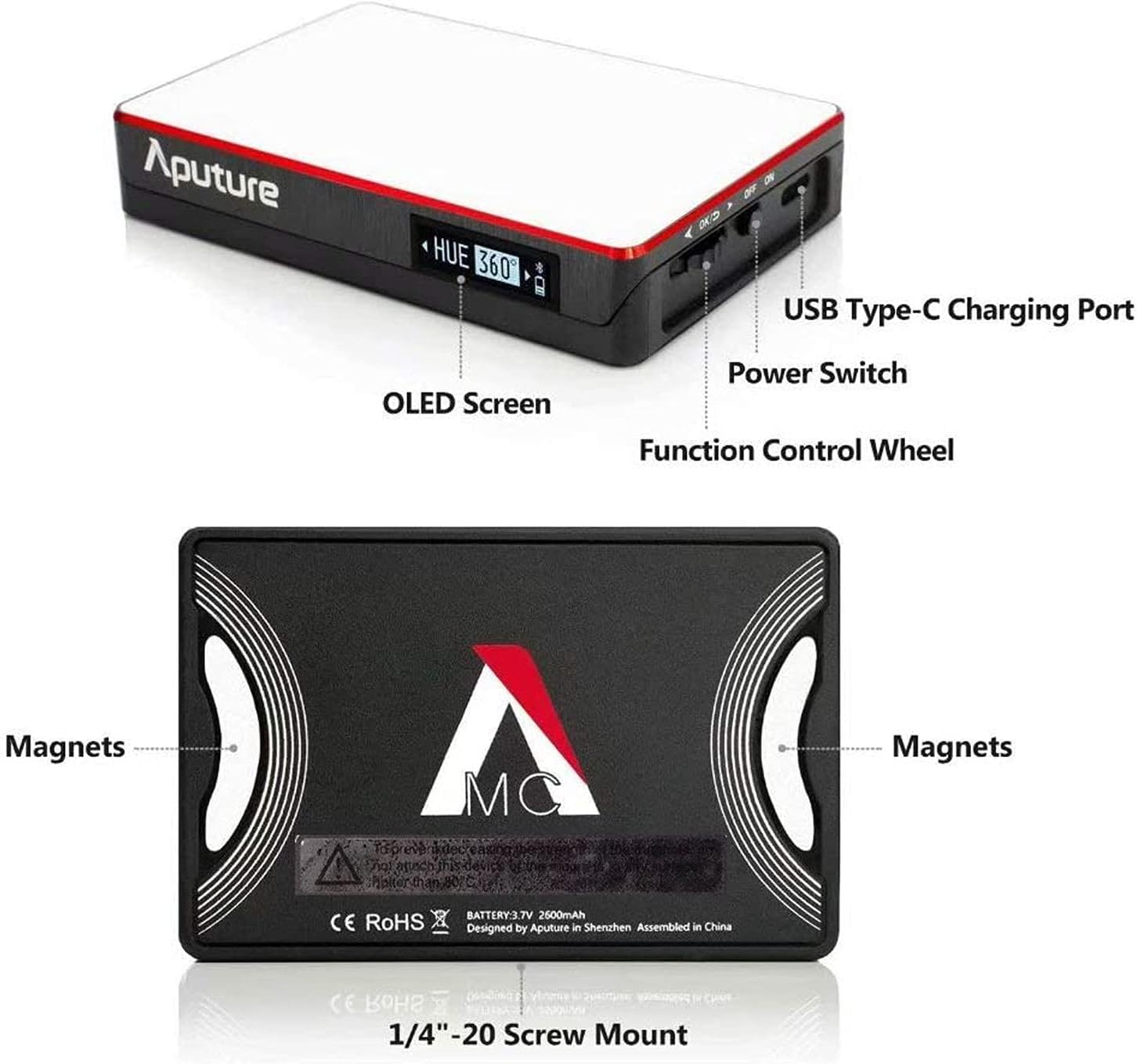 Aputure MC RGBWW LED video gaisma