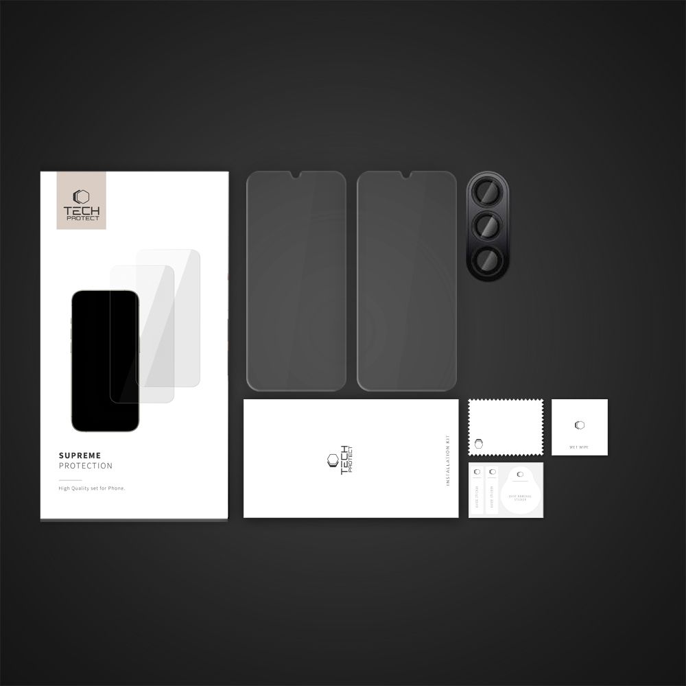 Samsung Galaxy A16 4G / 5G ( SM-A166 / SM-A165 ) Tech-Protect Supreme Tempered Glass 2x + Camera Glass | Ekrāna...