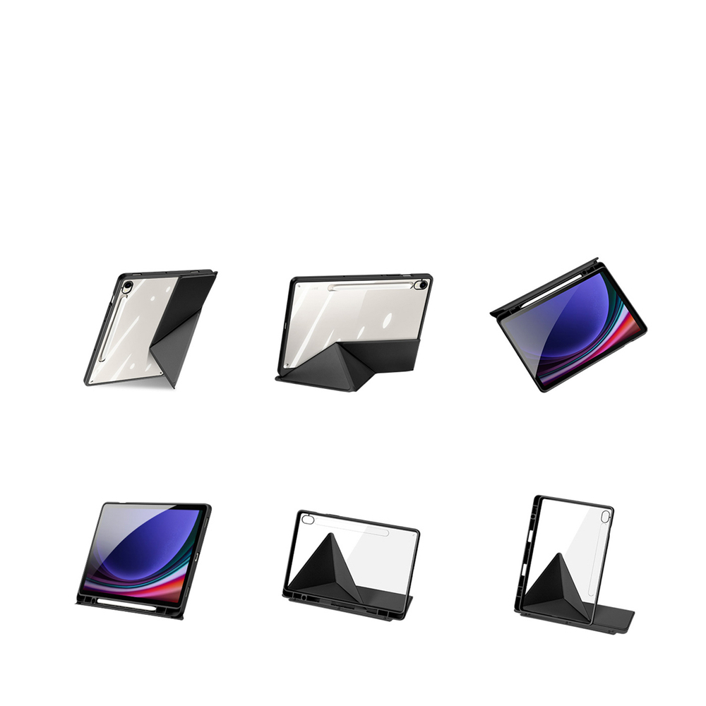 Dux Ducis Samsung Galaxy Tab S10 FE / S9 / S9 FE atverams vāciņš maciņš grāmatiņa Magi, melns