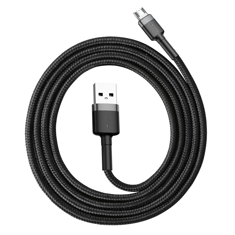 Baseus Cafule USB-A / micro USB kabelis 2.4A 1m, melns/pelēks