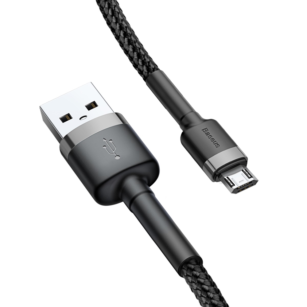 Baseus Cafule USB-A / micro USB kabelis 2.4A 1m, melns/pelēks