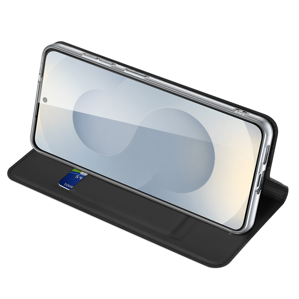 Dux Ducis Samsung Galaxy S26 Plus atverams vāciņš maciņš grāmatiņa Skin Pro, melns