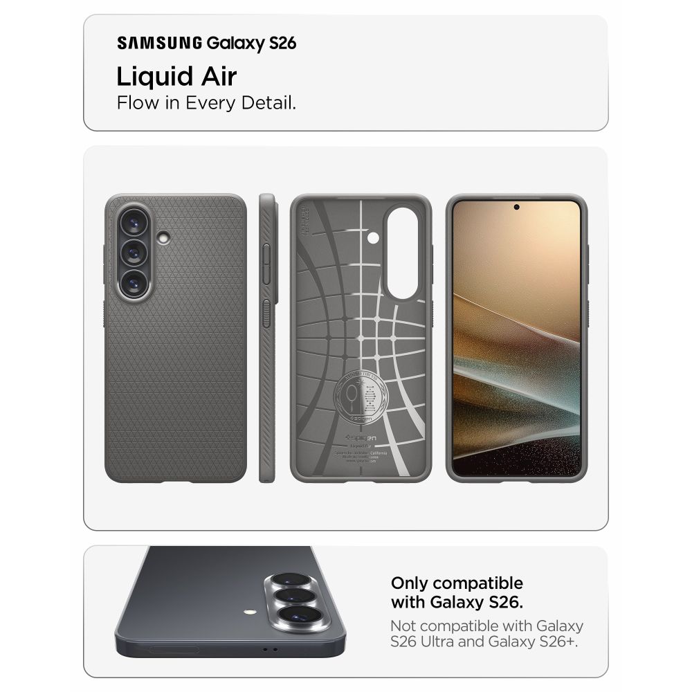 Spigen Samsung Galaxy S26 vāciņš Liquid Air, pelēks