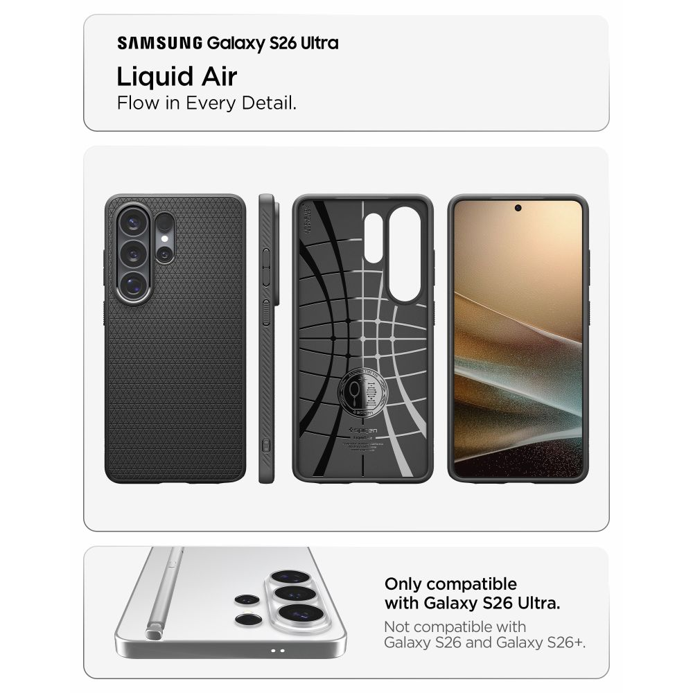Spigen Samsung Galaxy S26 Ultra vāciņš Liquid Air, matēts pelēks