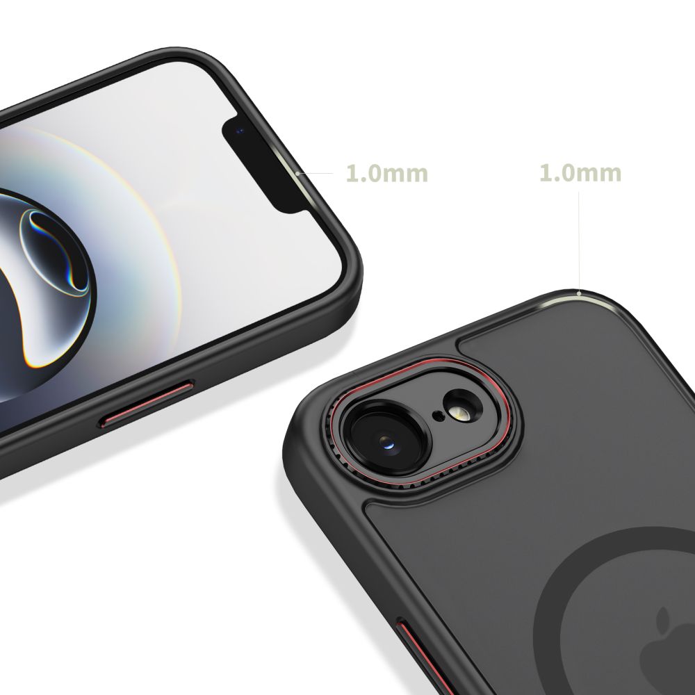 Tech-Protect iPhone 16e / 17e vāciņš MagCam MagSafe, caurspīdīgs melns