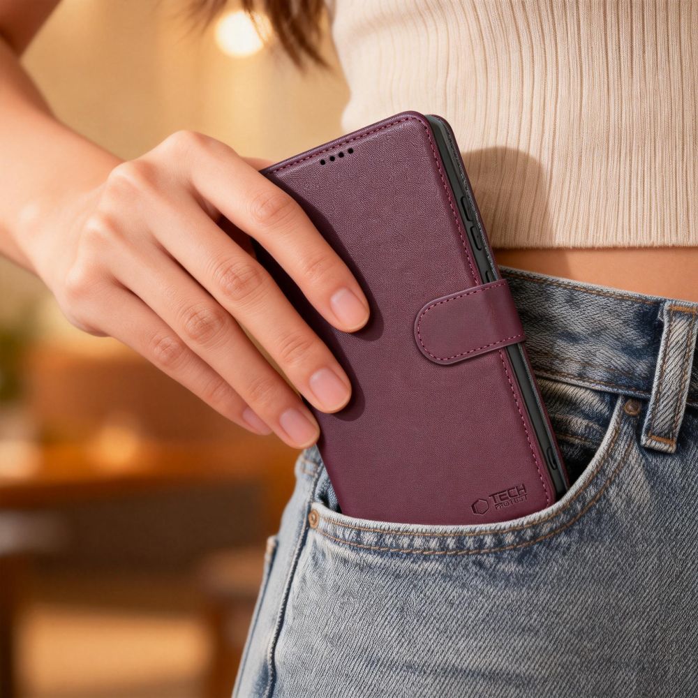 Samsung Galaxy A57 (SM-A576B/DS) Tech-Protect Wallet Book Case Cover, Burgundy | Telefona Vāciņš Maciņš Apvalks...