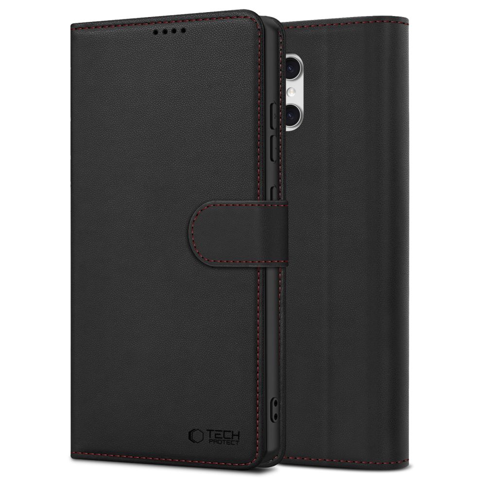 Samsung Galaxy A57 (SM-A576B/DS) Tech-Protect Wallet Book Case Cover, Black and Red | Telefona Vāciņš Maciņš...