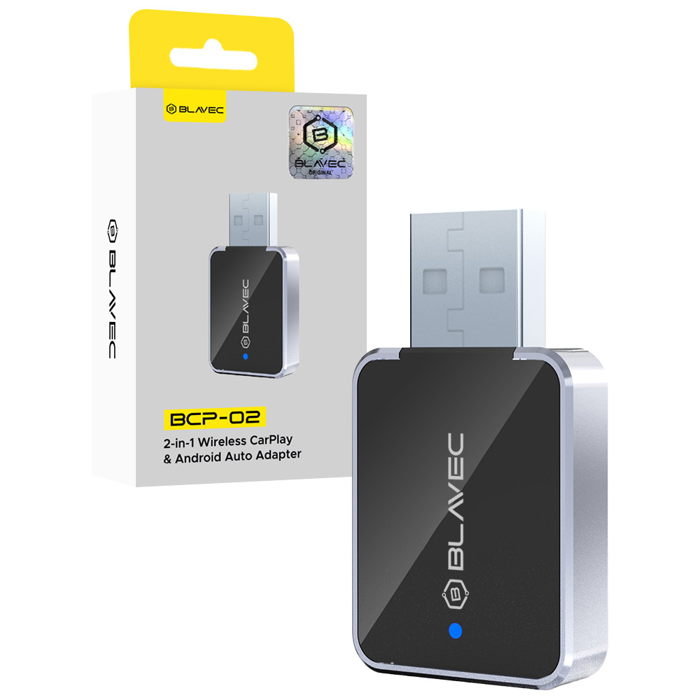 Blavec BCP-02 Carplay Android Auto Bezvadu Adapteris USB, Melns
