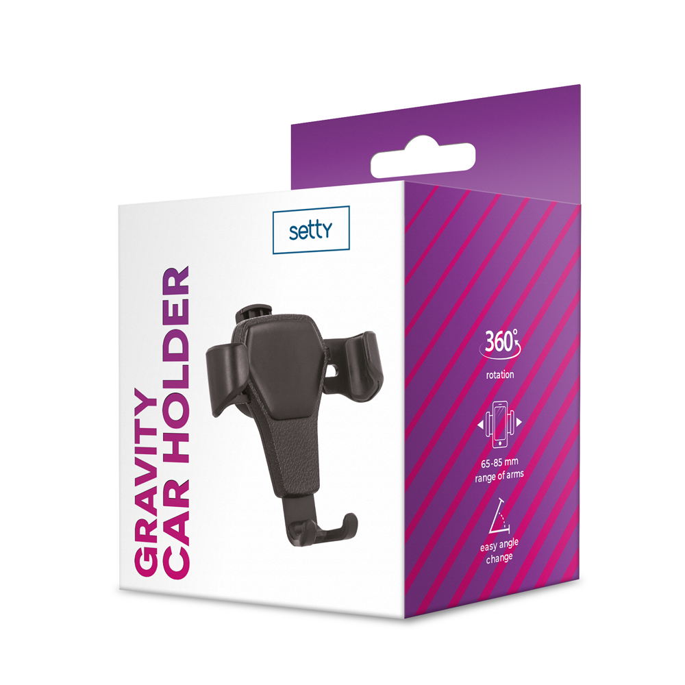 Setty GUS-01 gravitācijas auto turētājs ventilācijas režģim, Melns