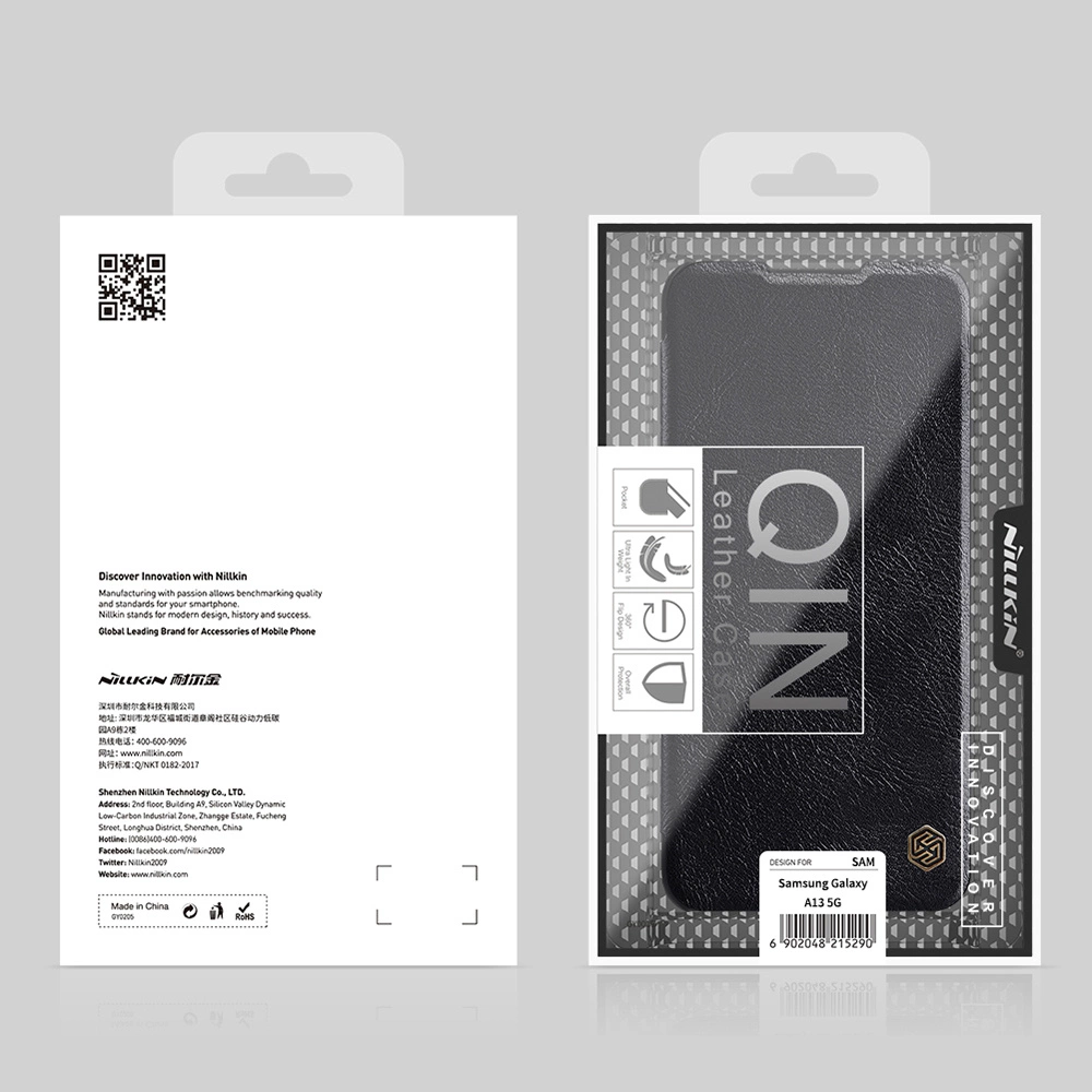 Samsung Galaxy A13 5G (SM-A136) Nillkin Qin Leather Book Case Cover, Black | Telefona Maciņš Vāciņš Apvalks...