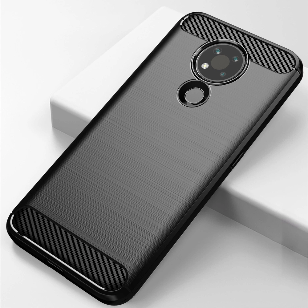 Nokia 3.4 Carbon Fiber TPU Protective Case Cover, Black | Telefona Vāciņš Maciņš Apvalks Bamperis
