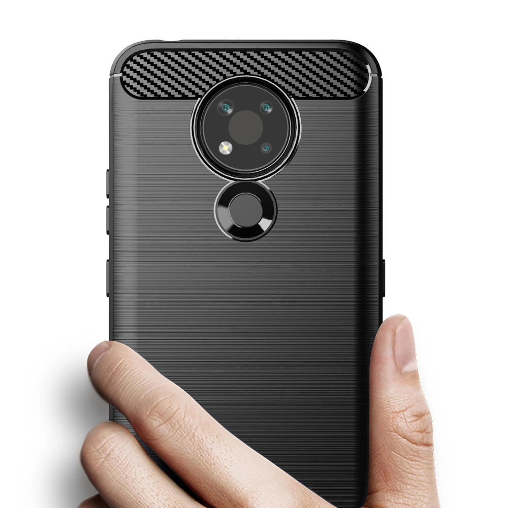Nokia 3.4 Carbon Fiber TPU Protective Case Cover, Black | Telefona Vāciņš Maciņš Apvalks Bamperis