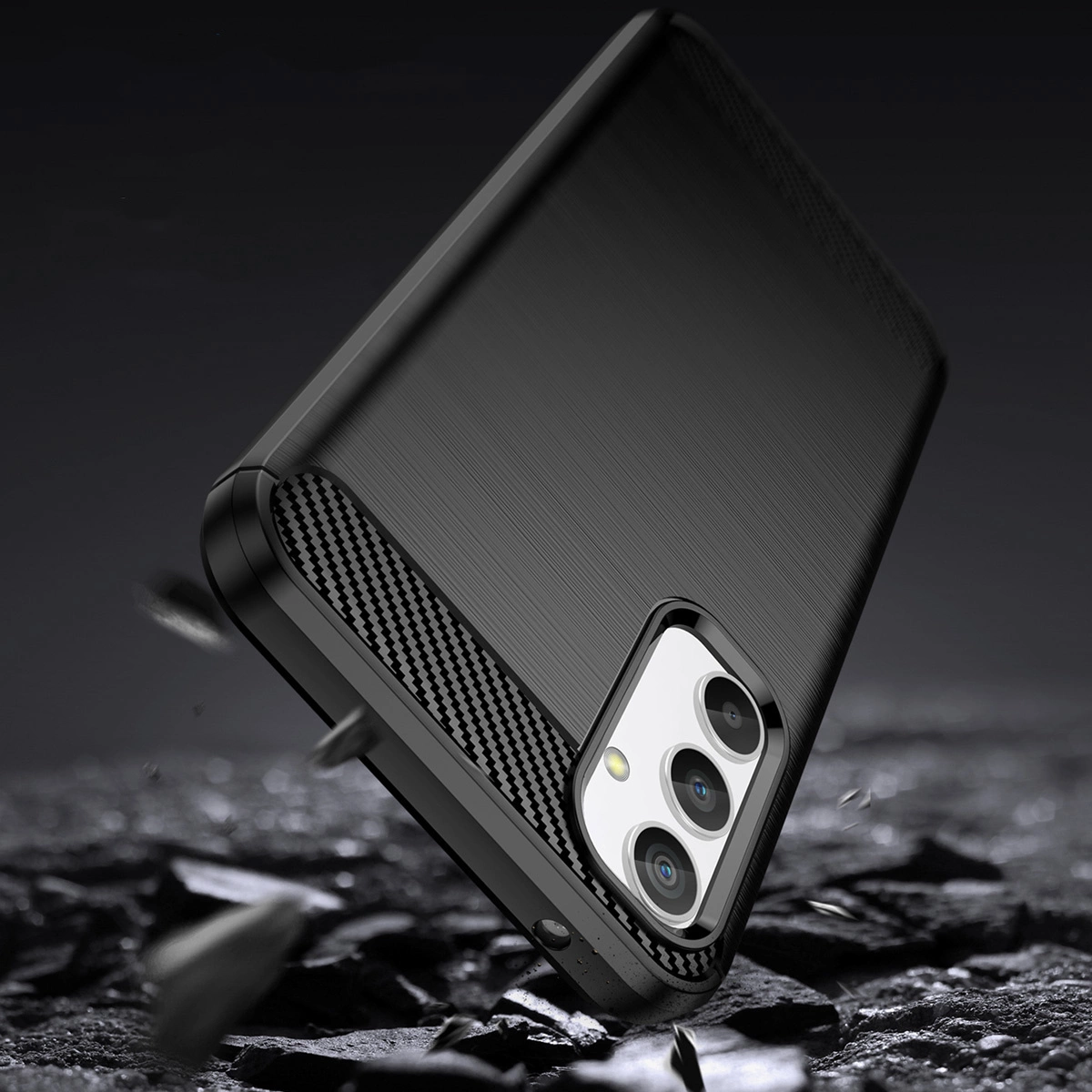 Samsung Galaxy A34 (SM-A346) Carbon Fiber TPU Protective Case Cover, Black | Telefona Vāciņš Maciņš Apvalks...