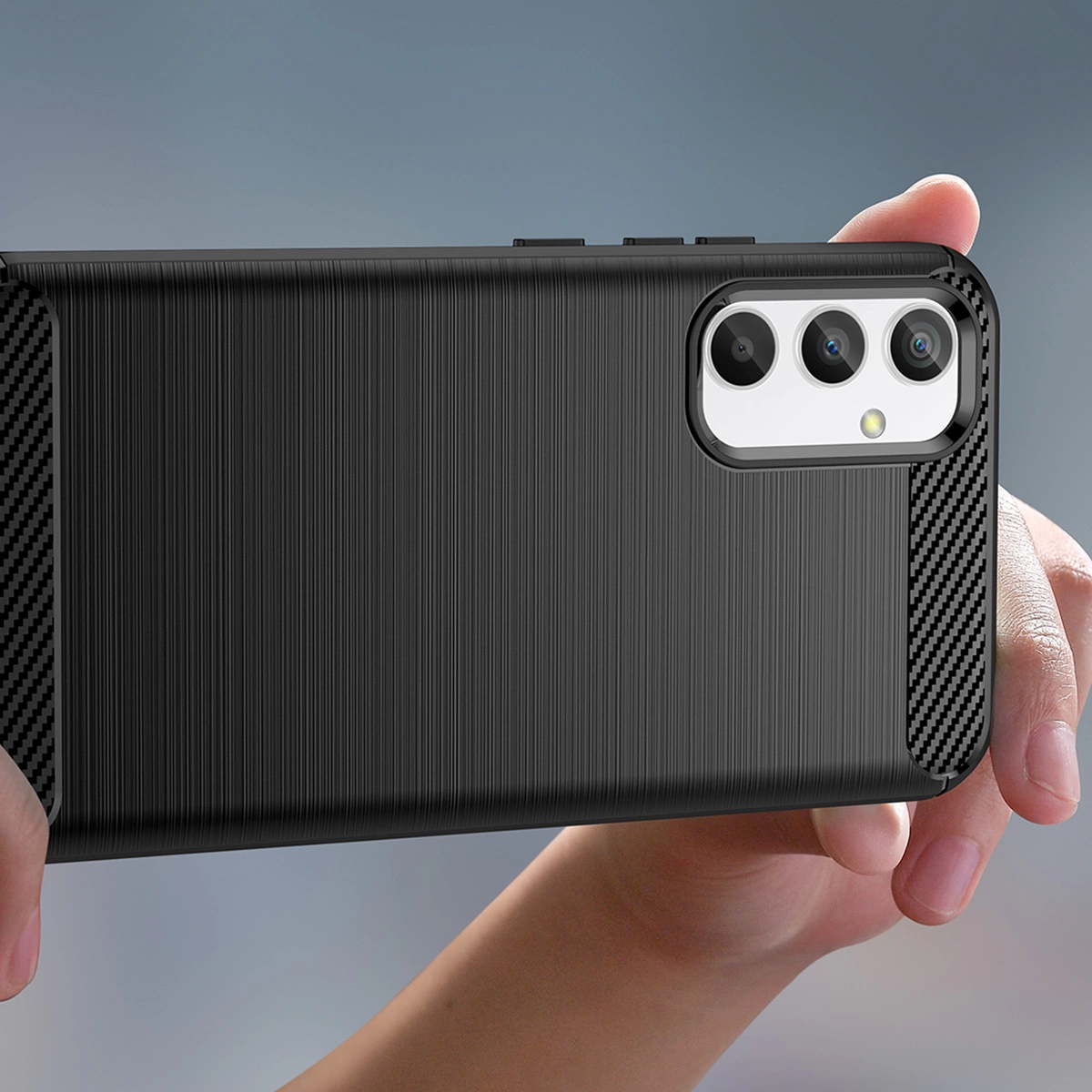 Samsung Galaxy A34 (SM-A346) Carbon Fiber TPU Protective Case Cover, Black | Telefona Vāciņš Maciņš Apvalks...