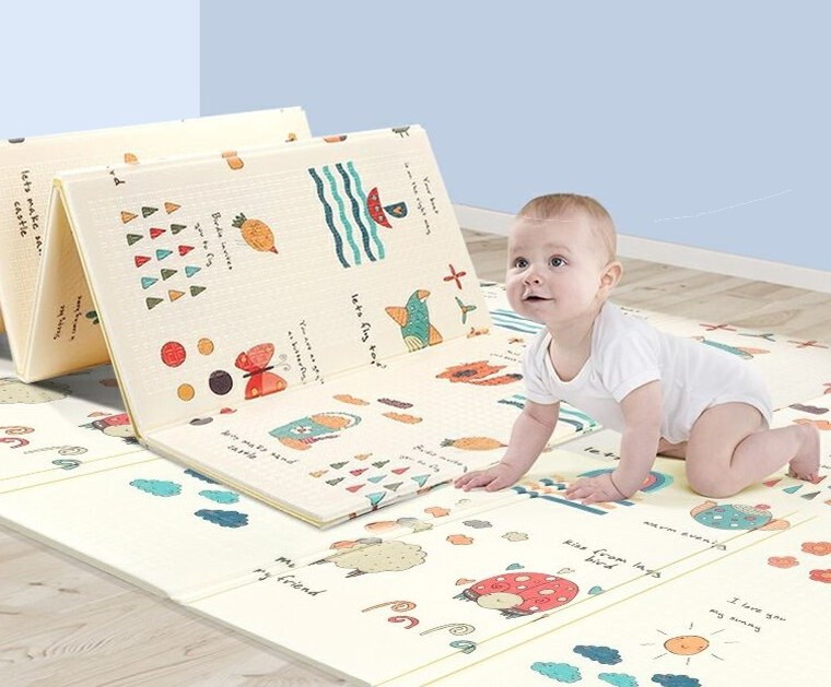 Attīstošs divpusējs rotaļu spēļu putu paklājs bērniem, Pilsēta Mežš 200x180 cm | Double-sided foam play mat...