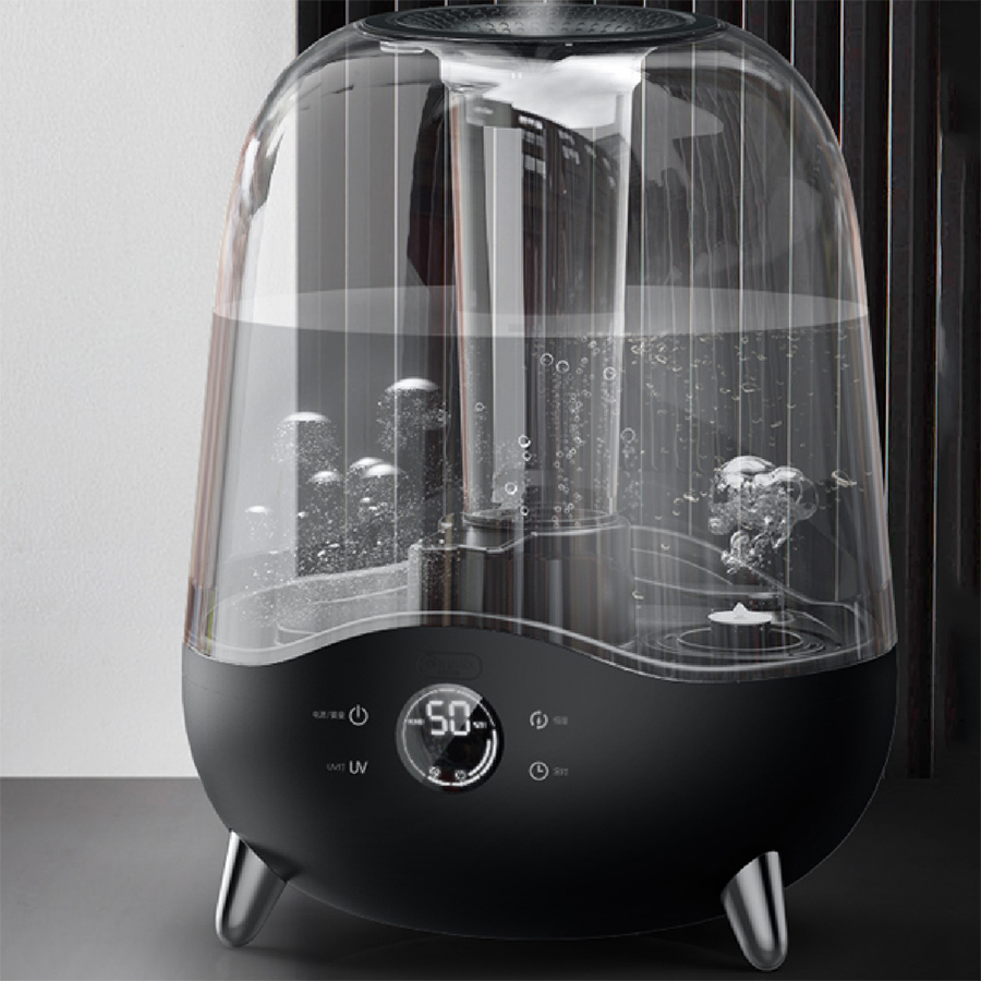 Deerma F327W ultraskaņas gaisa mitrinātājs, 5L, melns/caurspīdīgs