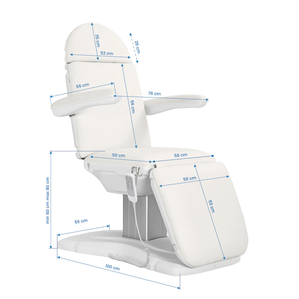 Sillon Eclipse elektriskais kosmētiskais krēsls (4 motori, balts)
