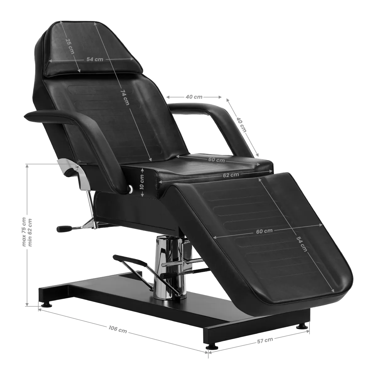Hidraulisks kosmetoloģijas krēsls Sillon v2 210, melns