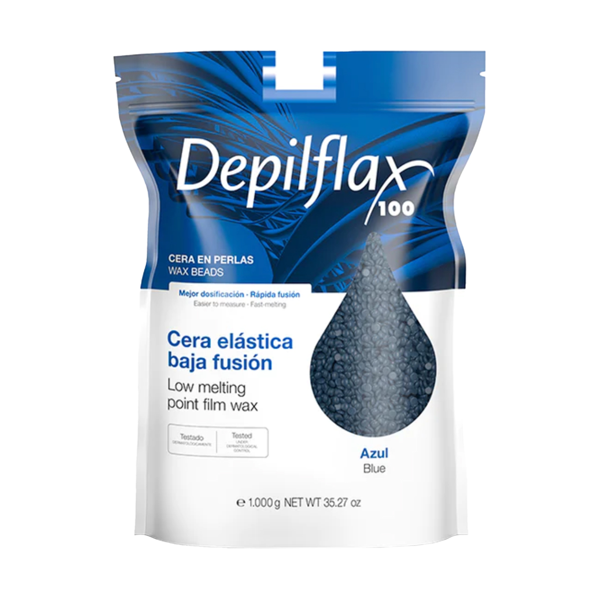 Depilflax 100 elastīgais plēves vasks depilācijai Pearl Azul 1000 g