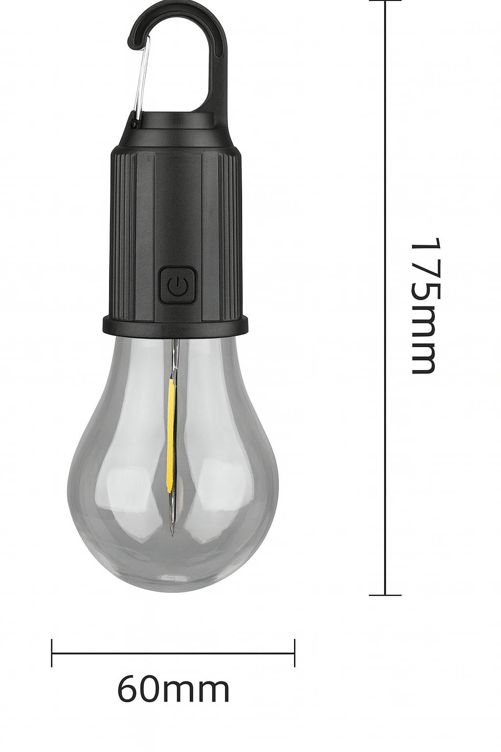 Uzlādējama LED kempinga lampa spuldze ar USB-C uzlādi