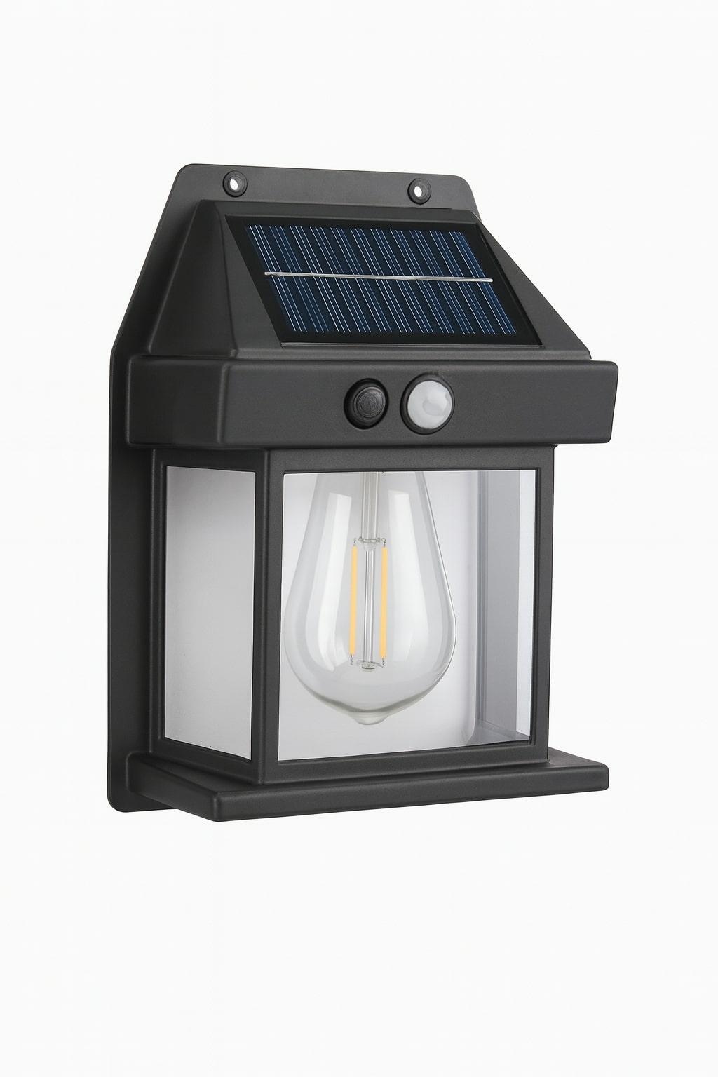 LED solārā sienas lampa ar kustības sensoru, melna