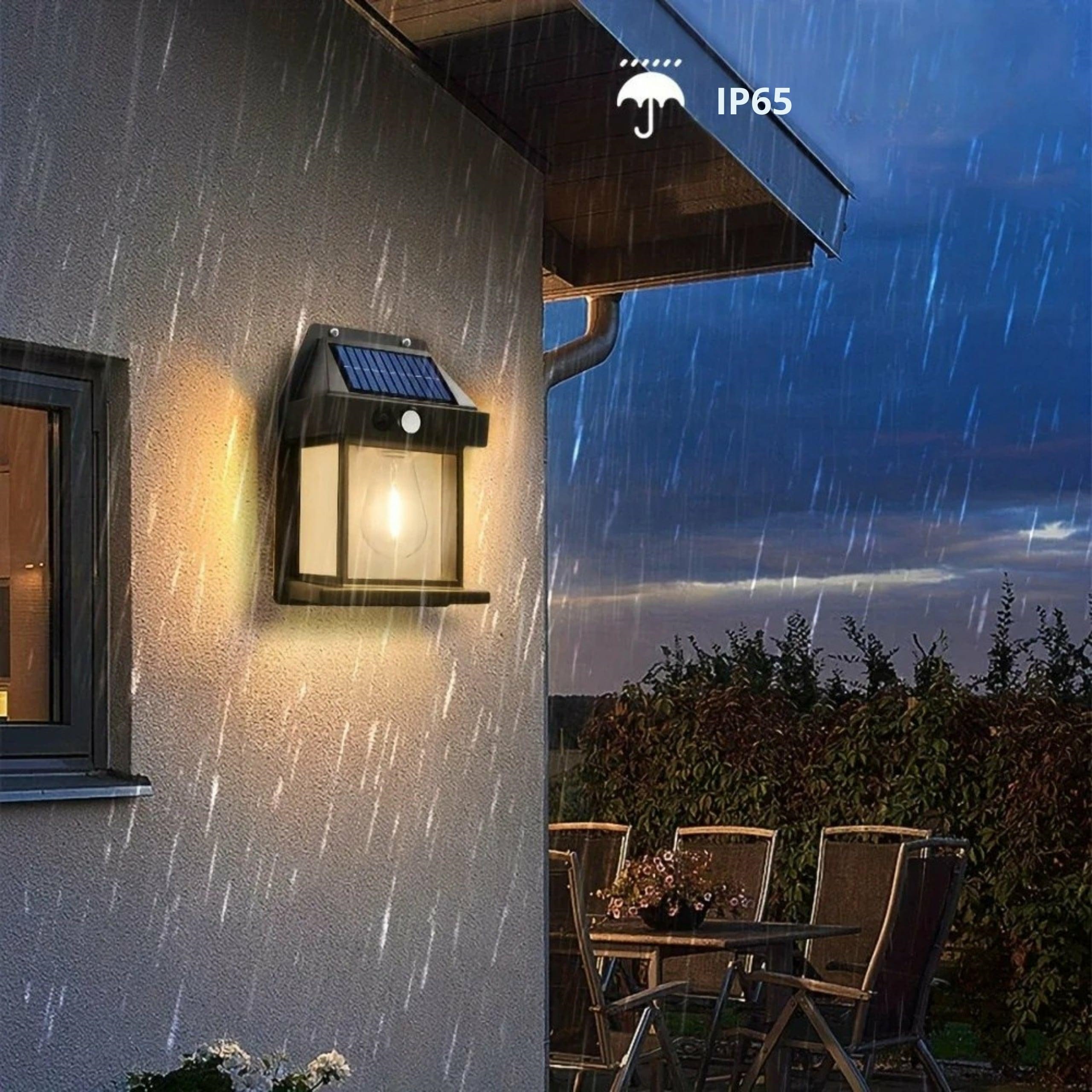 LED solārā sienas lampa ar kustības sensoru, melna