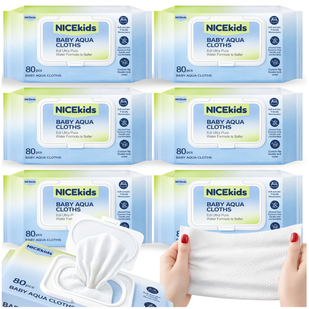 Bakalu NICEKIDS BABY AQUA mitrās salvetes bērniem, 99,89% ūdens, 480 gab.