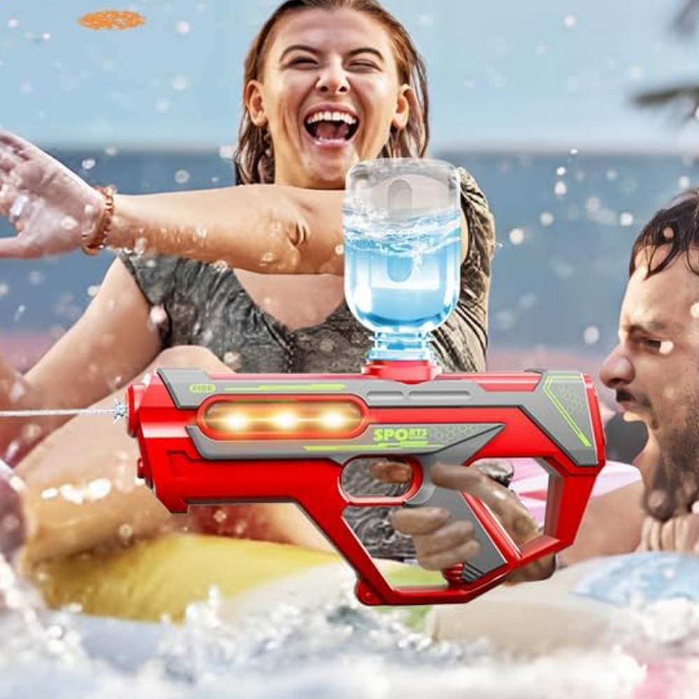 Elektriskais ūdens pistolets 2-in-1, automātisks, sarkans