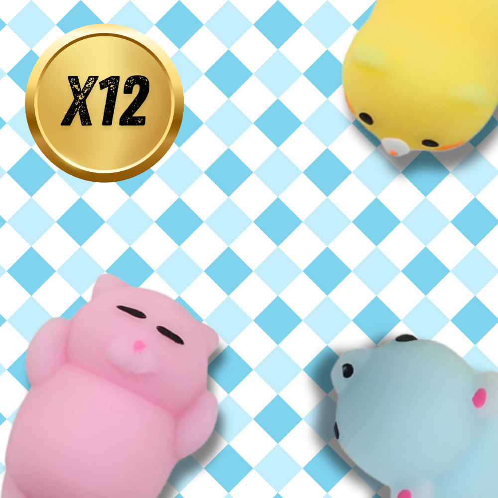 Bakalu Mochi Squishy antistresa rotaļlietu komplekts, 12 gab.