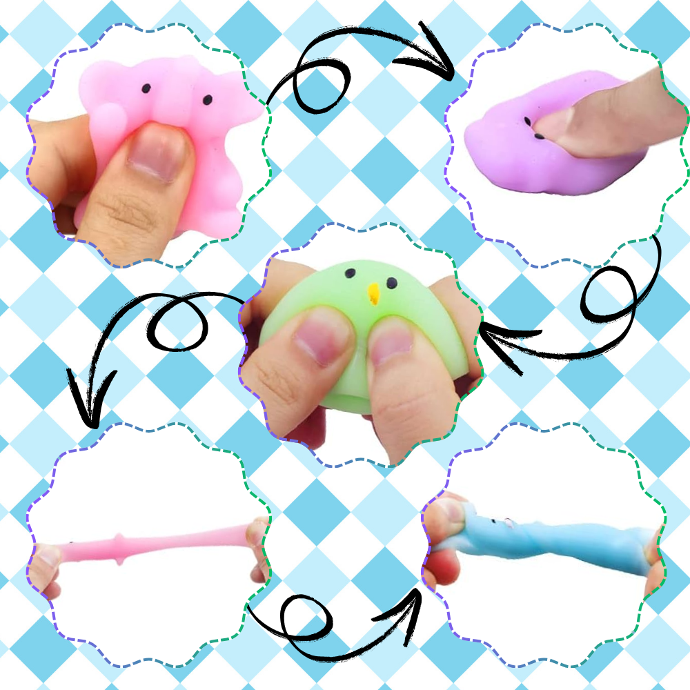 Bakalu Mochi Squishy antistresa rotaļlietu komplekts, 12 gab.