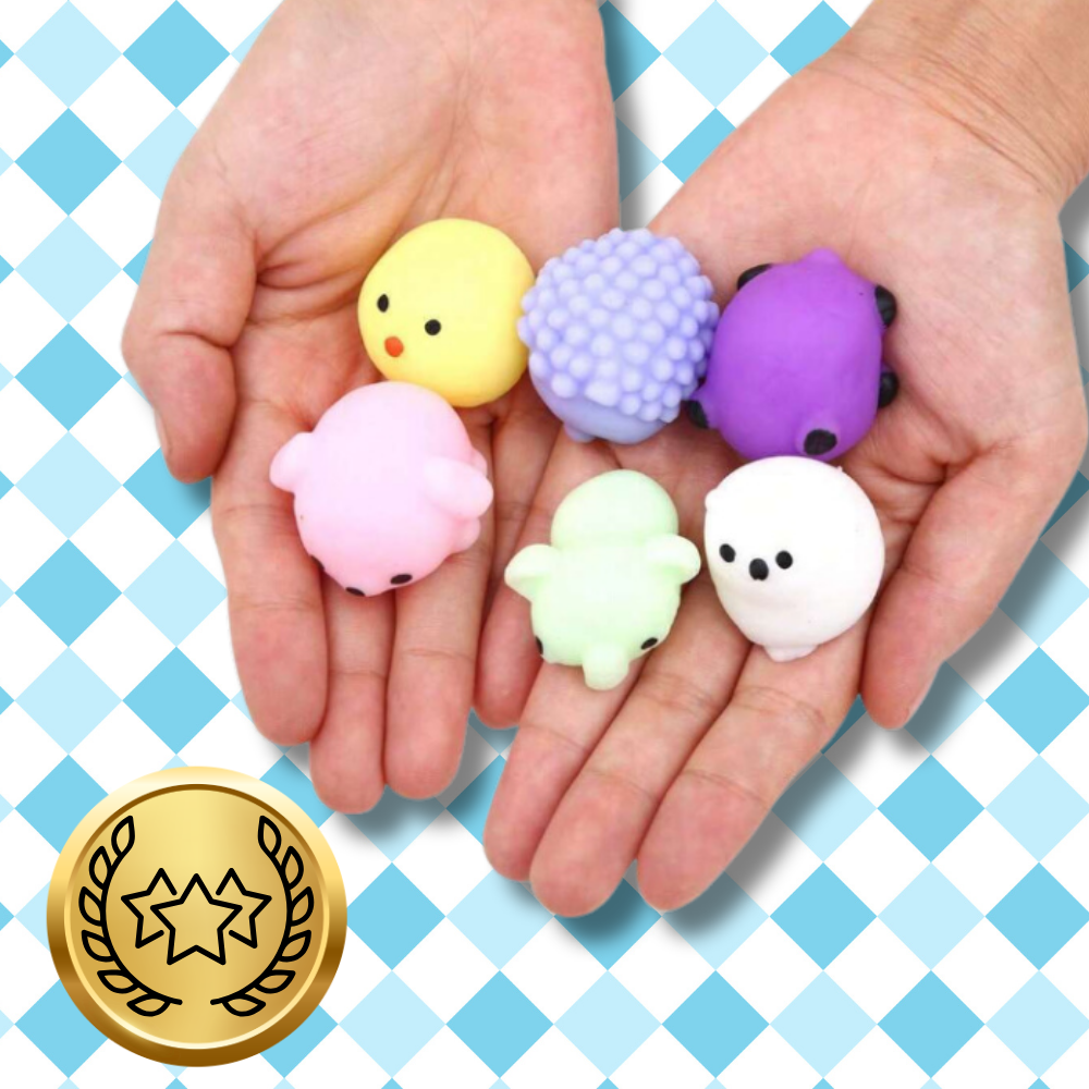 Bakalu Mochi Squishy antistresa rotaļlietu komplekts, 12 gab.
