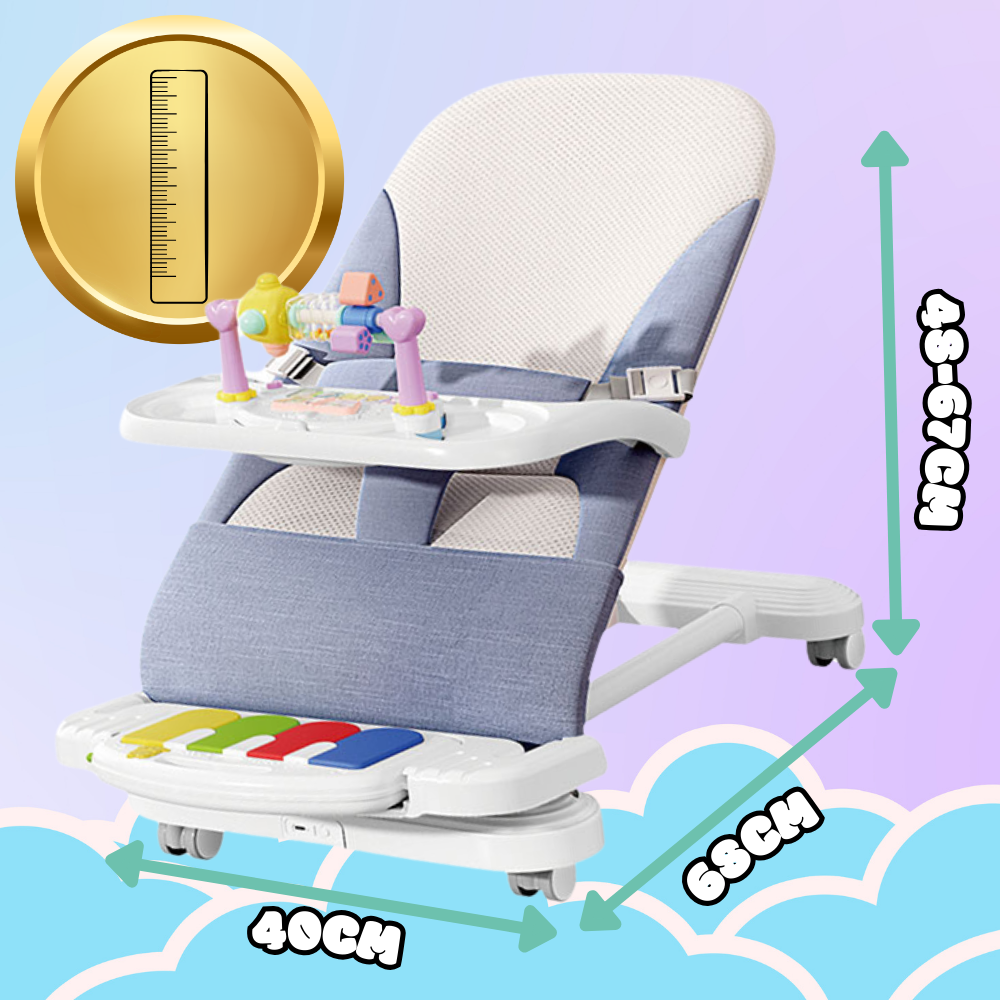 Bakalu NICEkids saliekams zīdaiņu šūpuļkrēsliņš ar klavierēm TY-01, zils