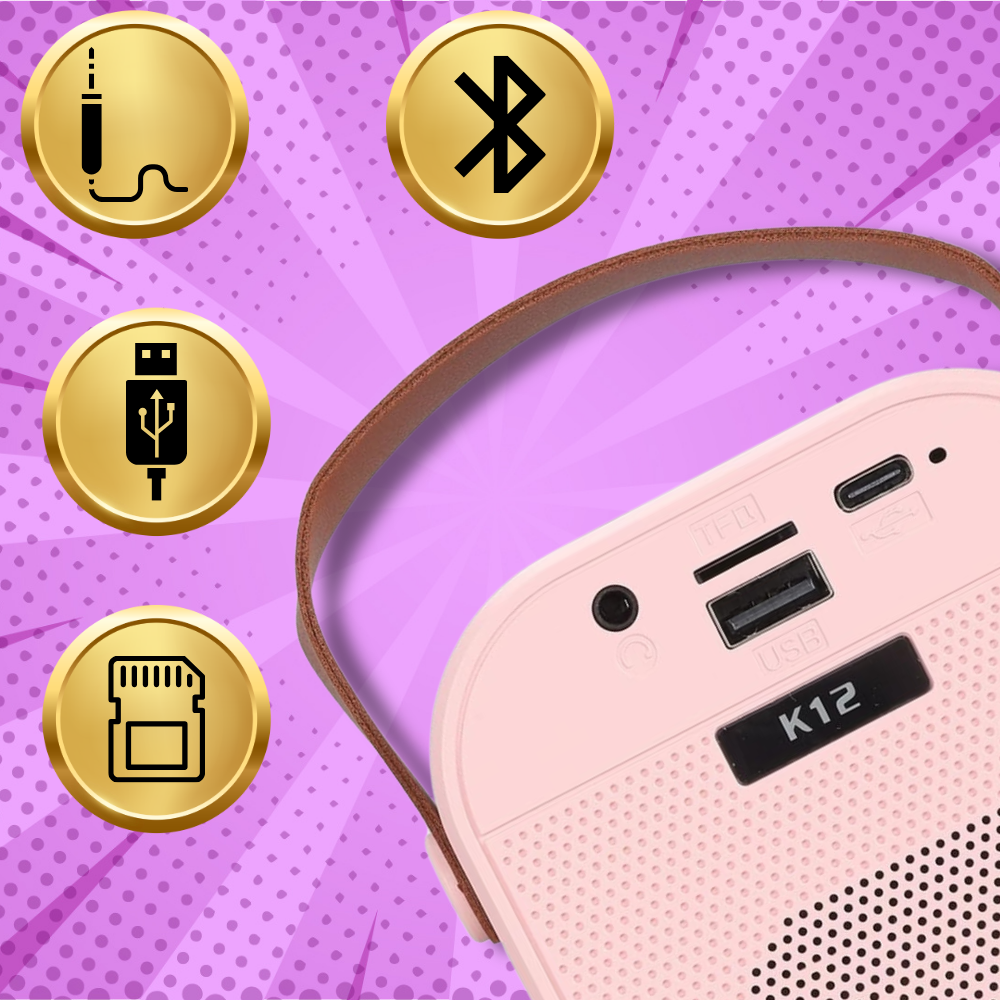 Bezvadu Bluetooth karaoke skaļrunis ar mikrofonu un RGB