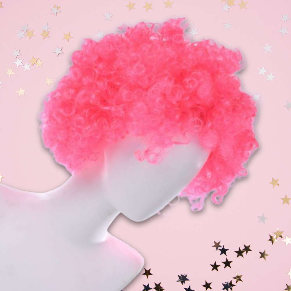 Rozā afro parūka ballītēm un karnevāliem