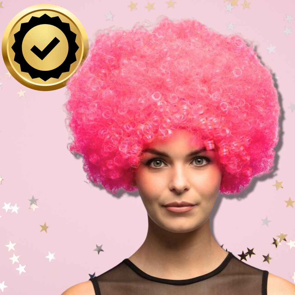 Rozā afro parūka ballītēm un karnevāliem